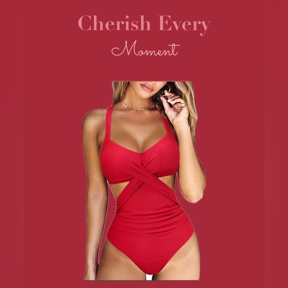NEW• Atelier Jai Cherry Red Tummy Control Swimsuit• XL - Picture 8 of 16